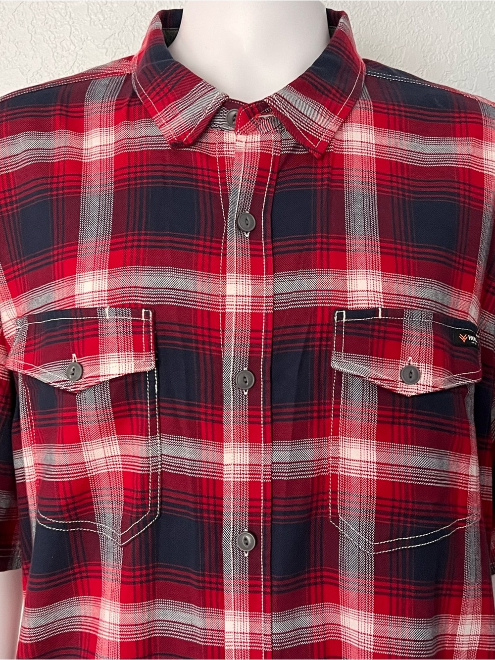 HAWX Work Gear Men’s 2XL Red Blue Plaid Short Sleeve Button Up Shirt NWT